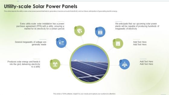 Sustainable Energy Utility Scale Solar Power Panels Ppt PowerPoint Presentation Slides Outfit PDF Sustainable Energy Utility Scale Solar Power Panels Ppt PowerPoint Presentation Slides Outfit PDF