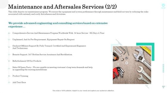 Sustainable Green Manufacturing Innovation Maintenance And Aftersales Services Service Infographics PDF