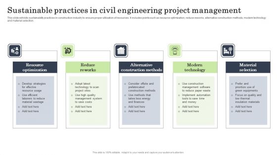 Sustainable Practices In Civil Engineering Project Management Ideas PDF