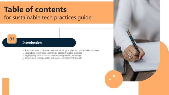 Sustainable Tech Practices Guide Table Of Contents Ppt Show Introduction PDF
