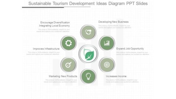 Sustainable Tourism Development Ideas Diagram Ppt Slides