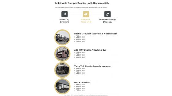 Sustainable Transport Solutions With Electromobility One Pager Documents Sustainable Transport Solutions With Electromobility One Pager Documents