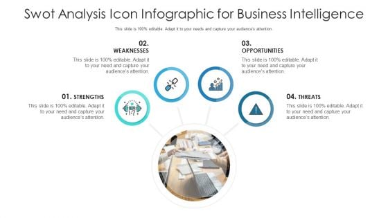 Swot Analysis Icon Infographic For Business Intelligence Ppt PowerPoint Presentation File Visual Aids PDF