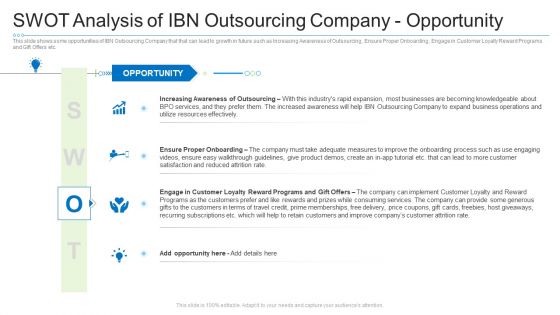 Swot Analysis Of Ibn Outsourcing Company Opportunity Diagrams PDF