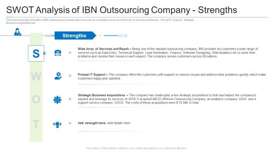 Swot Analysis Of Ibn Outsourcing Company Strengths Summary PDF