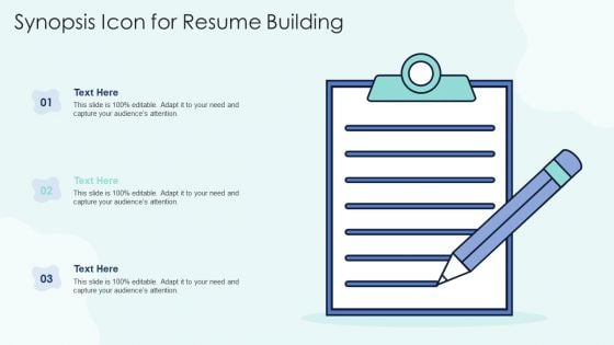 Synopsis Icon For Resume Building Mockup PDF