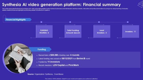 Synthesia AI Video Generation Platform Financial Summary Background PDF