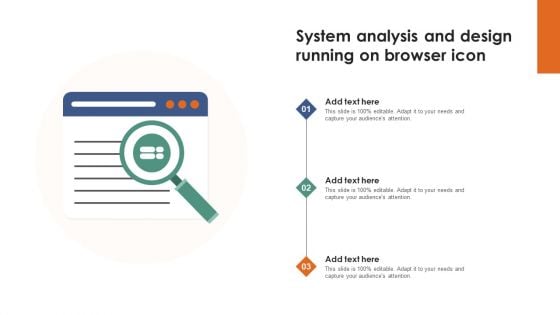 System Analysis And Design Running On Browser Icon Ppt Styles Images PDF