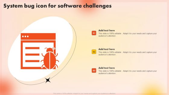 System Bug Icon For Software Challenges Structure PDF