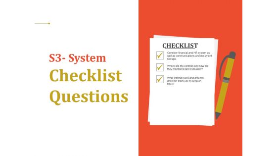 System Checklist Questions Ppt PowerPoint Presentation Slides Infographics