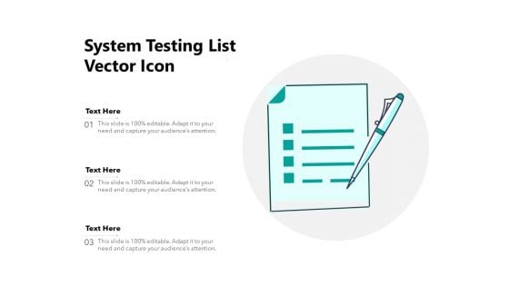 System Testing List Vector Icon Ppt PowerPoint Presentation Icon Aids PDF