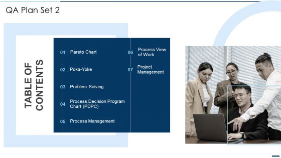 TABLE OF CONTENTS QA Plan Set 2 Tips Ppt PowerPoint Presentation Gallery Show PDF