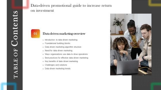 TABLE OF Contents Datadriven Promotional Guide To Increase Return On Investment Trends Introduction PDF TABLE OF Contents Datadriven Promotional Guide To Increase Return On Investment Trends Introduction PDF
