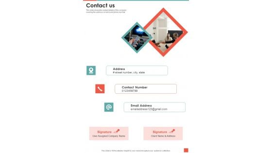 TV Promotion Proposal Contact Us One Pager Sample Example Document TV Promotion Proposal Contact Us One Pager Sample Example Document