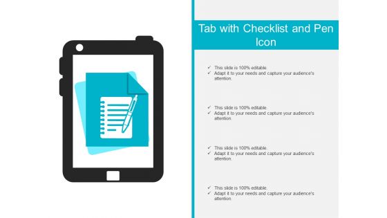 Tab With Checklist And Pen Icon Ppt PowerPoint Presentation Outline Graphics Design