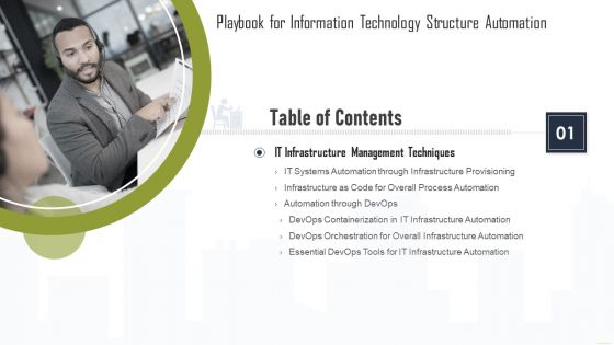 Table And Contents Playbook For Information Technology Structure Automation Slide Pictures PDF