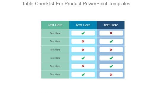 Table Checklist For Product Powerpoint Templates