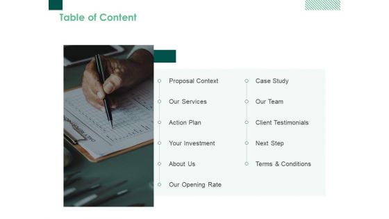 Table Of Content Case Study Ppt PowerPoint Presentation Outline Guide