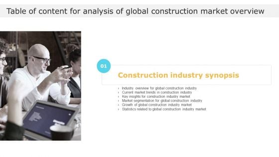 Table Of Content For Analysis Of Global Construction Market Overview Trends Sample PDF