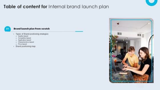 Table Of Content For Internal Brand Launch Plan Slide Designs PDF