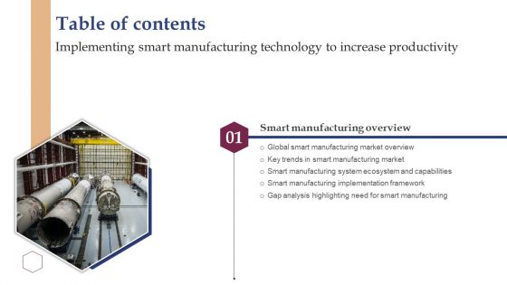 Table Of Content Implementing Smart Manufacturing Technology To Increase Productivity Pictures PDF