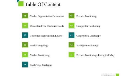 Table Of Content Ppt PowerPoint Presentation Infographic Template Topics