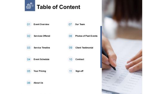 Table Of Content Ppt PowerPoint Presentation Slides Guide