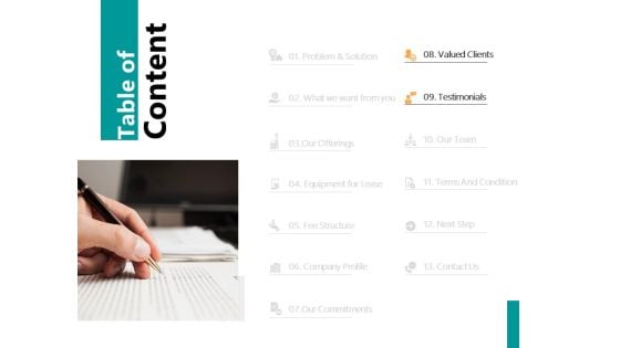 Table Of Content Slide Testimonials Ppt PowerPoint Presentation Gallery Graphics Pictures Table Of Content Slide Testimonials Ppt PowerPoint Presentation Gallery Graphics Pictures
