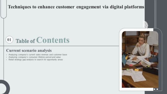 Table Of Content Techniques To Enhance Customer Engagement Via Digital Platforms Guidelines PDF
