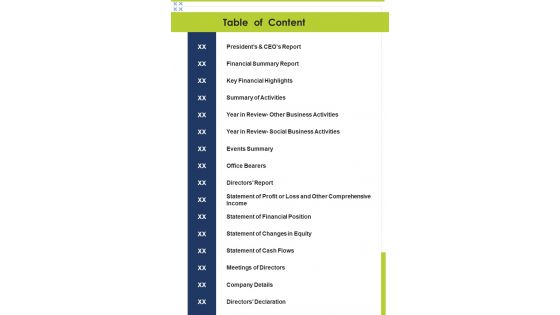 Table Of Content Template 39 One Pager Documents Table Of Content Template 39 One Pager Documents