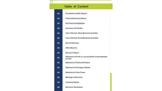 Table Of Content Template 39 One Pager Documents