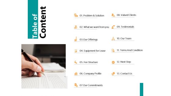Table Of Content Valued Clients Ppt PowerPoint Presentation File Icon