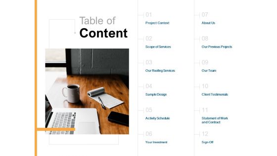 Table Of Content Your Investment Ppt PowerPoint Presentation Slides Icon