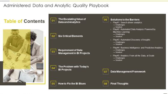 Table Of Contents Administered Data And Analytic Quality Playbook Professional PDF Table Of Contents Administered Data And Analytic Quality Playbook Professional PDF