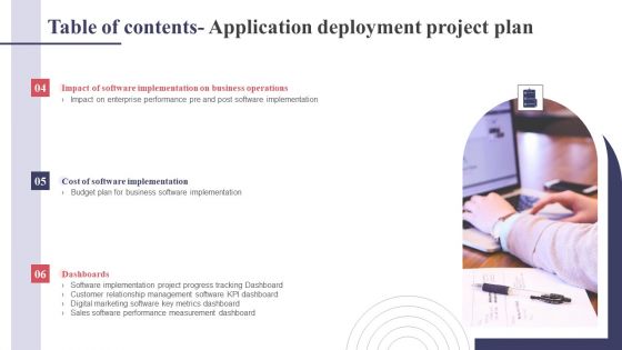 Table Of Contents Application Deployment Project Plan Download PDF