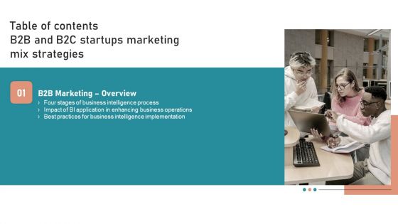 Table Of Contents B2B And B2C Startups Marketing Mix Strategies Impact Diagrams PDF