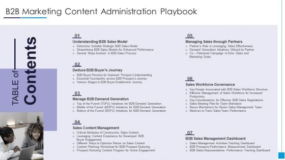 Table Of Contents B2B Marketing Content Administration Playbook Rules PDF