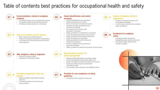 Table Of Contents Best Practices For Occupational Health And Safety Download PDF