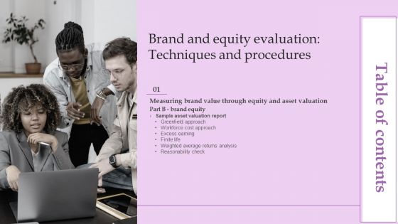 Table Of Contents Brand And Equity Evaluation Techniques And Procedurestips Inspiration PDF Table Of Contents Brand And Equity Evaluation Techniques And Procedurestips Inspiration PDF