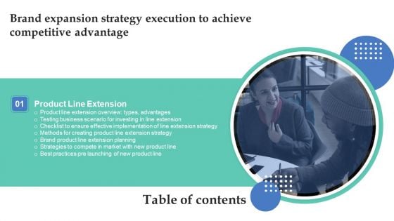 Table Of Contents Brand Expansion Strategy Execution To Achieve Competitive Advantage Slide Microsoft PDF