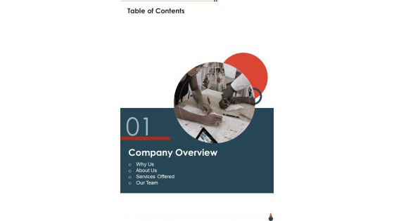 Table Of Contents Brand Launch Event Proposal One Pager Sample Example Document