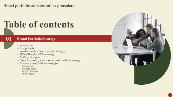Table Of Contents Brand Portfolio Administration Procedure Slide Summary PDF Table Of Contents Brand Portfolio Administration Procedure Slide Summary PDF