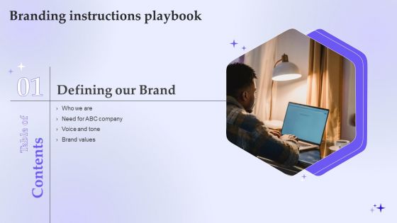 Table Of Contents Branding Instructions Playbook Company Brochure PDF