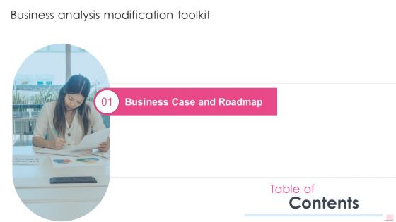 Table Of Contents Business Analysis Modification Toolkit Slide Sample PDF
