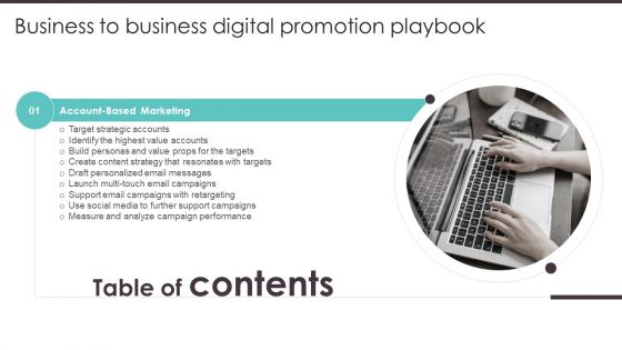 Table Of Contents Business To Business Digital Promotion Playbook Inspiration PDF