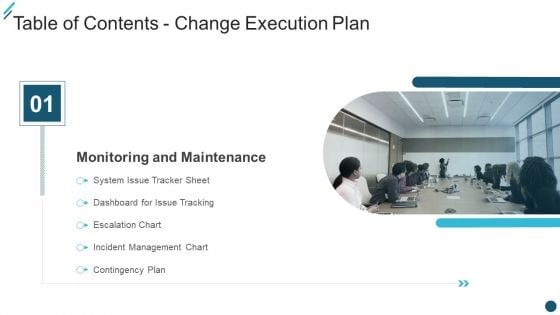 Table Of Contents Change Execution Plan Ppt PowerPoint Presentation Gallery Slide Download PDF