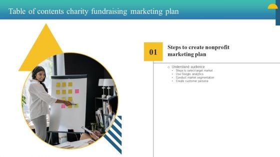 Table Of Contents Charity Fundraising Marketing Plan Ppt PowerPoint Presentation Gallery Influencers PDF