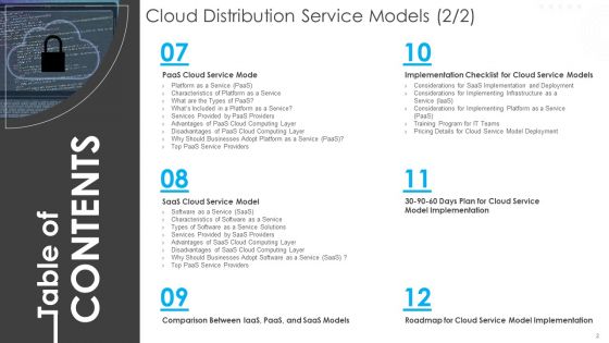 Table Of Contents Cloud Distribution Service Models Professional PDF