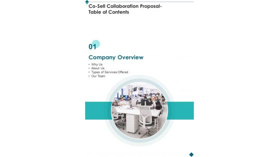 Table Of Contents Co Sell Collaboration Proposal One Pager Sample Example Document