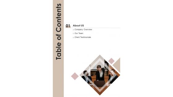 Table Of Contents Coaching Program Proposal One Pager Sample Example Document Table Of Contents Coaching Program Proposal One Pager Sample Example Document